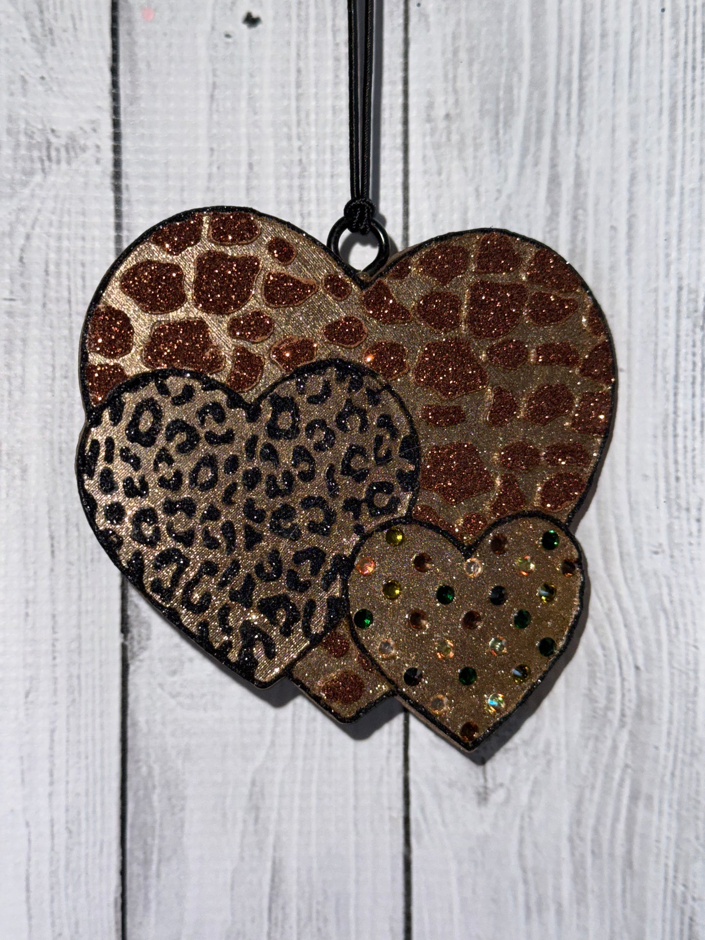 Triple Heart Animal Print Car Freshie