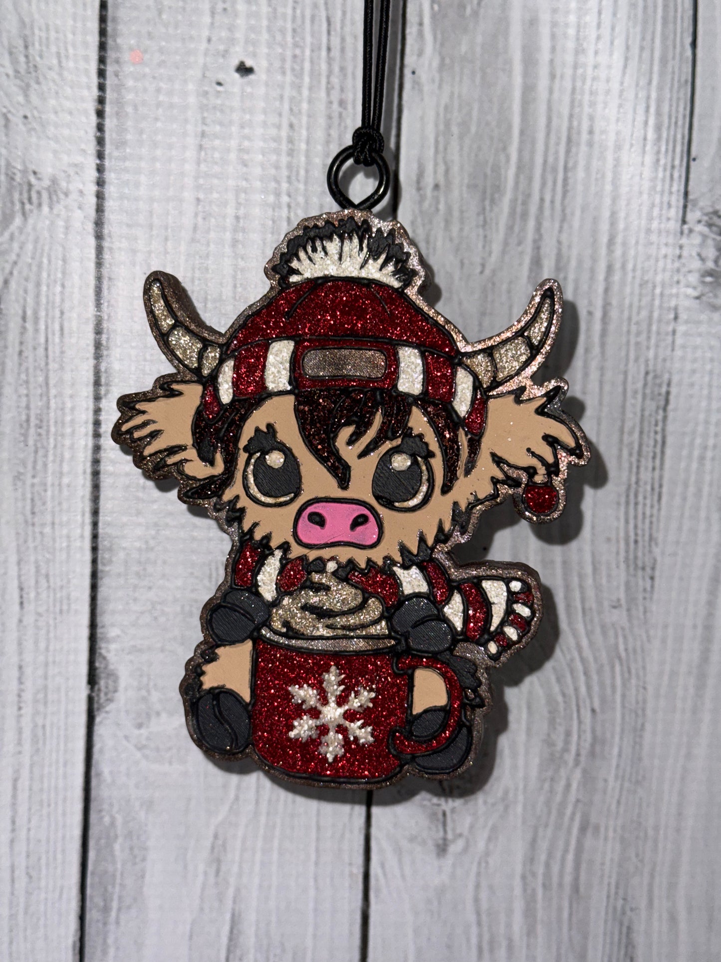 Highland Cow Christmas Mug Car Freshie