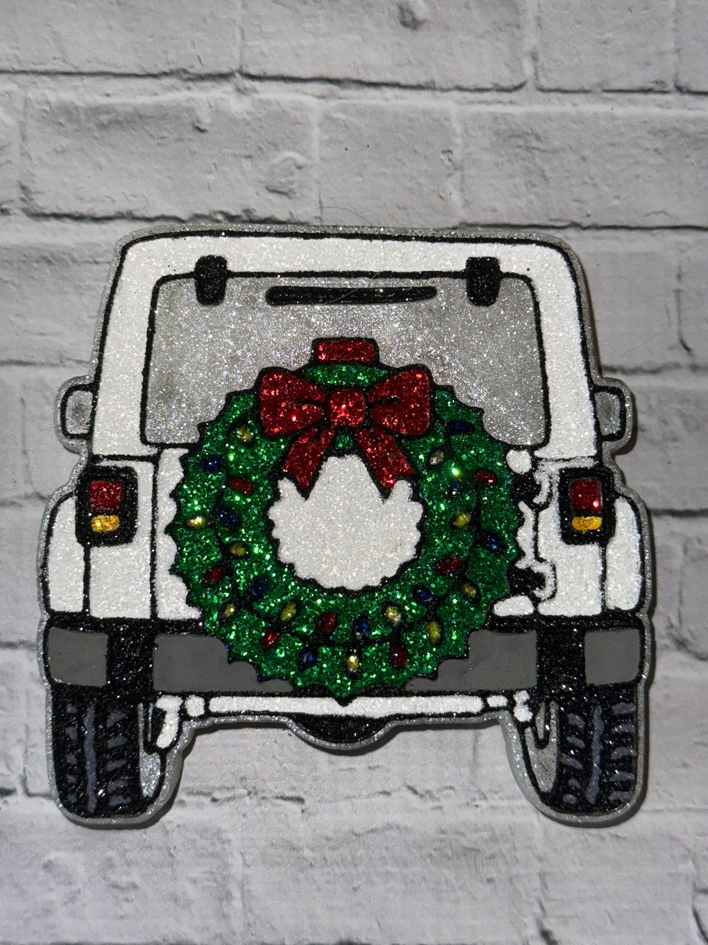 Jeep with Wreath Car Freshie