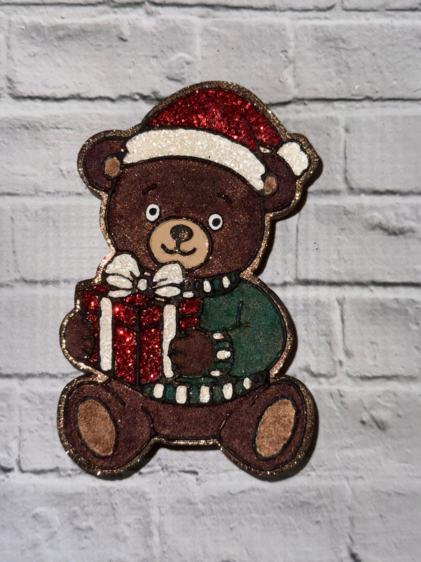 Santa Bear with Present Car Freshie