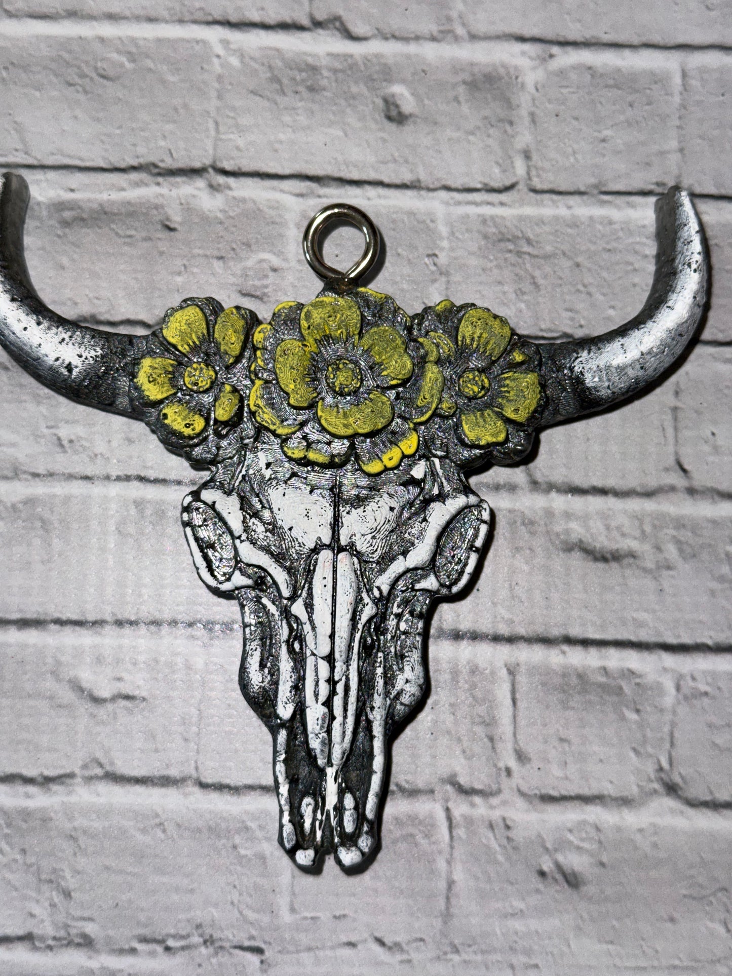 Bull Skull with Flowers Car Freshie