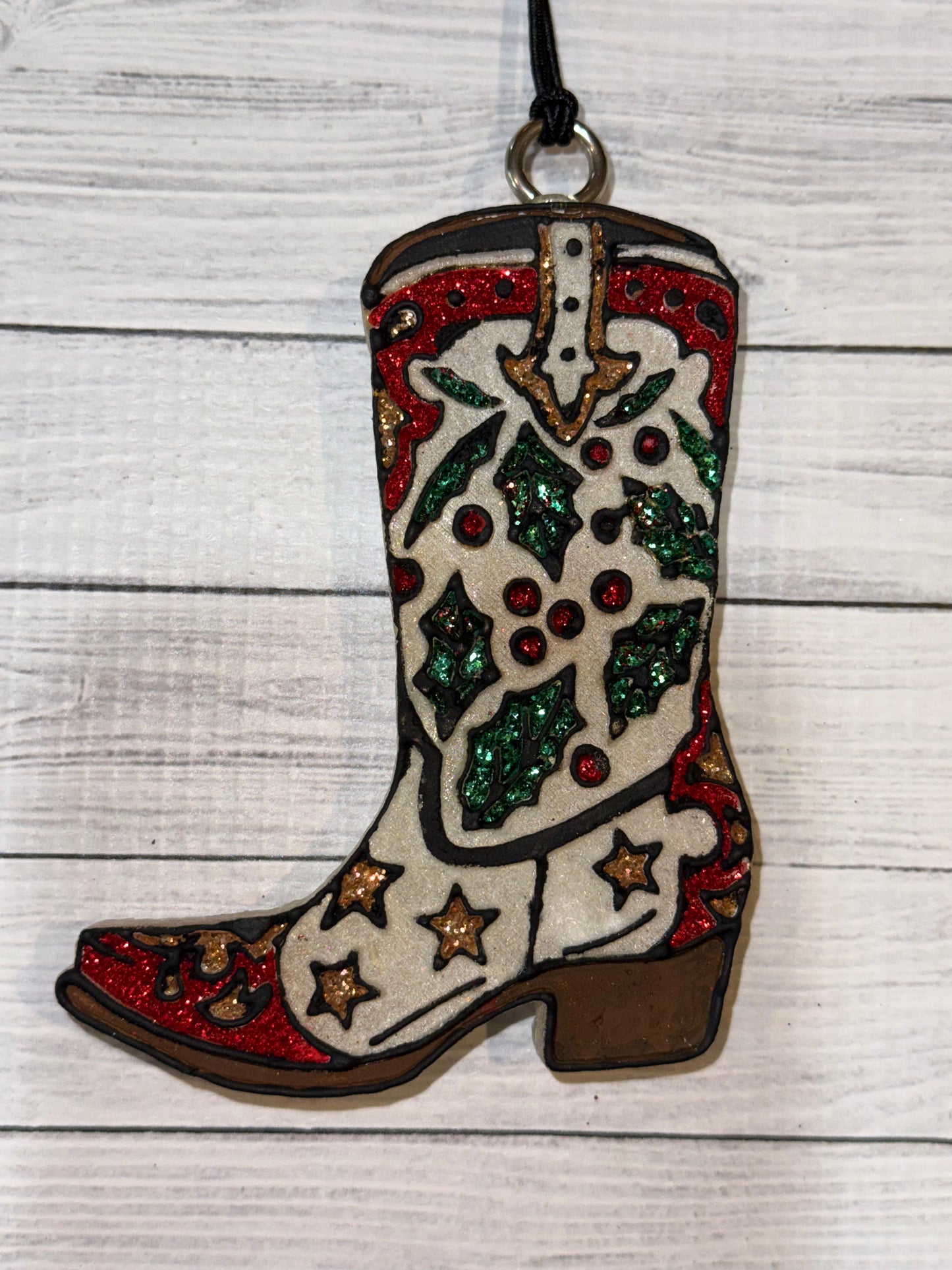 Holiday inspired cowboy boot