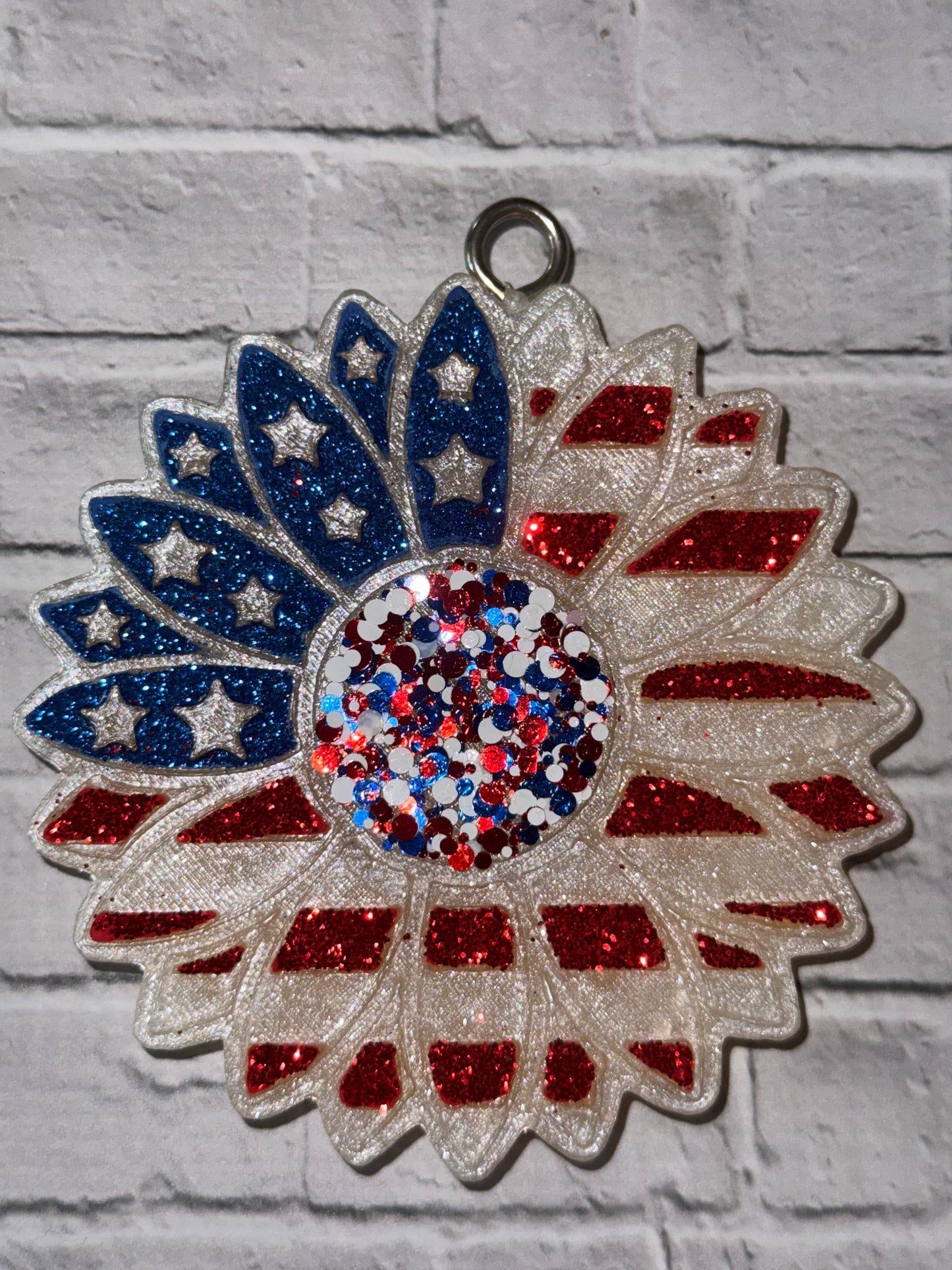 USA Flag Sunflower Car Freshie