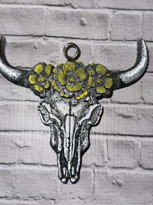 Bull Skull with Flowers Car Freshie