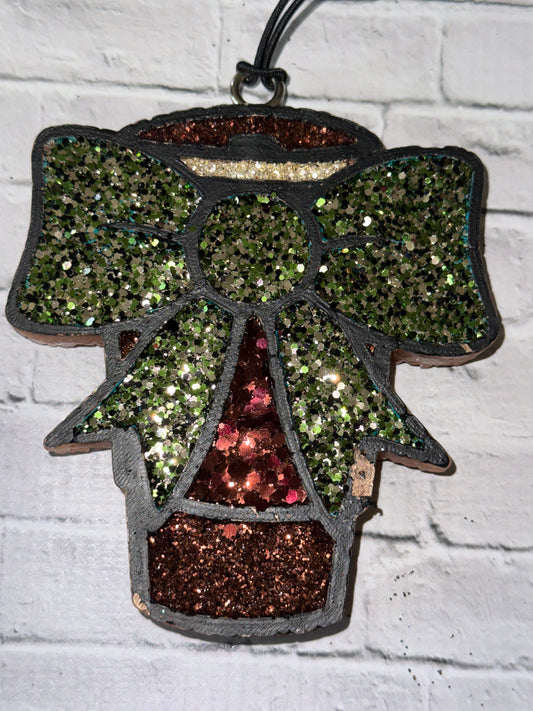 Coffee Cup with Bow Car Freshie