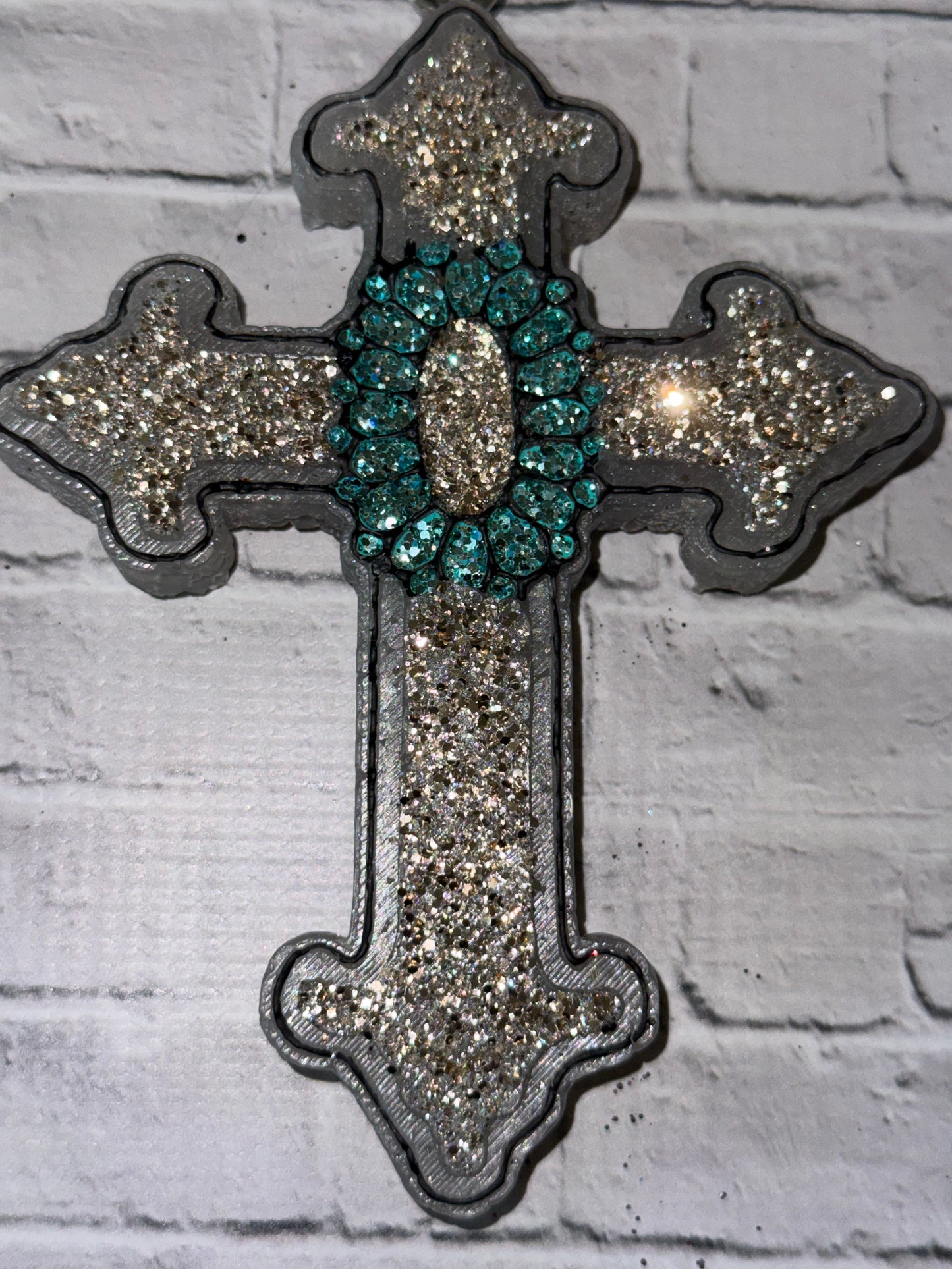 Cross with Squash Blossom Car Freshie