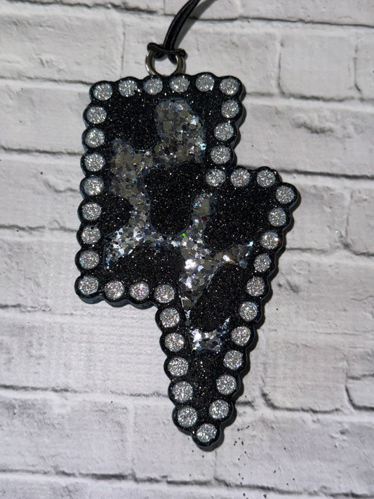 Cow Print Lightning Bolt Car Freshie